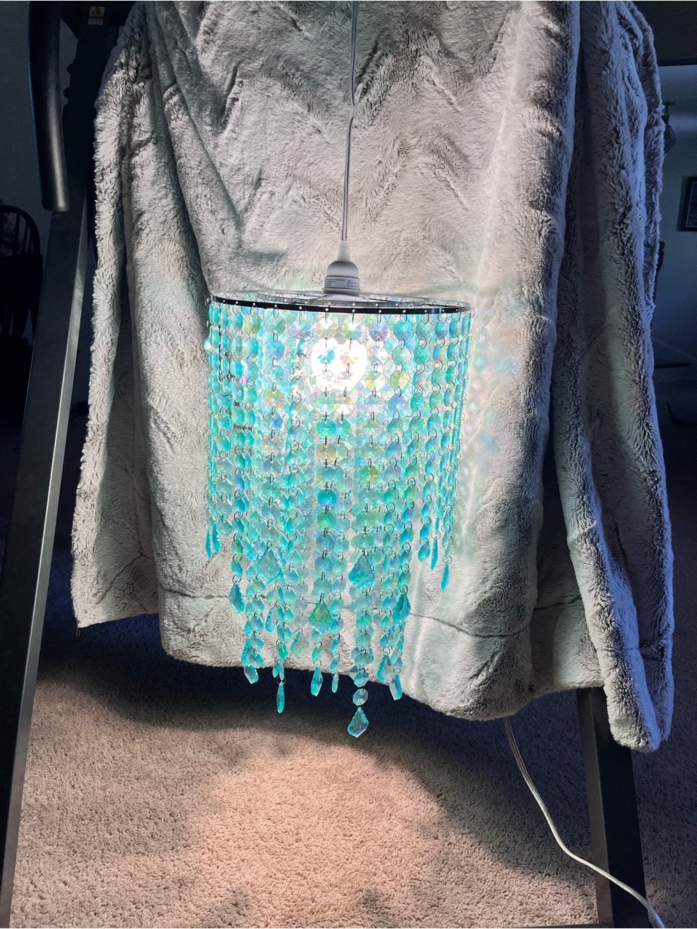 Source Unknown Turquoise 2 Tier Beaded Crystal Chandelier Hanging Light - Picture 2 of 11